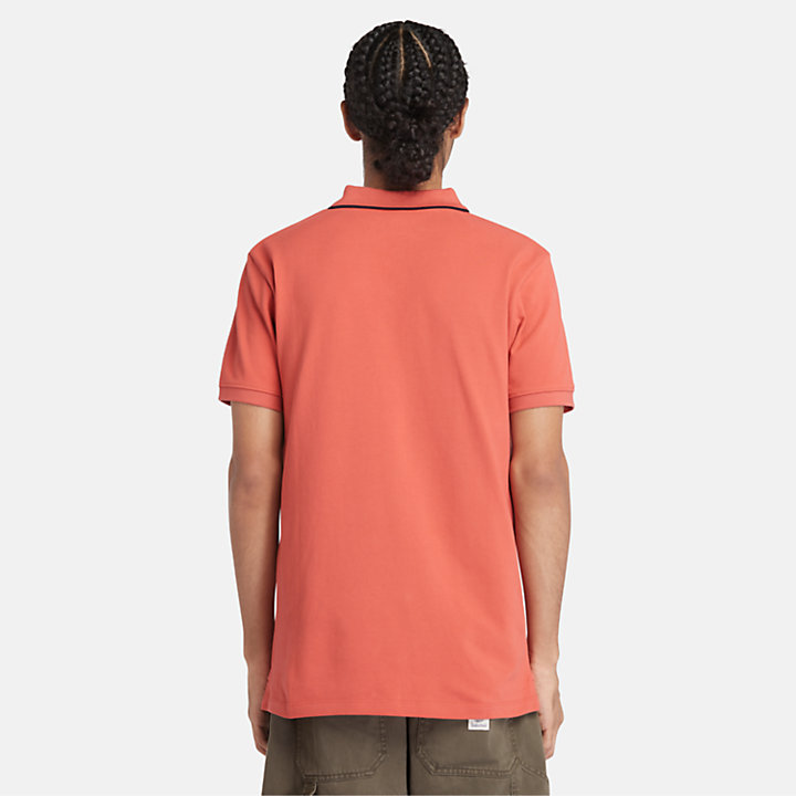 Millers River Printed Neck Polo Shirt for Men in Orange-