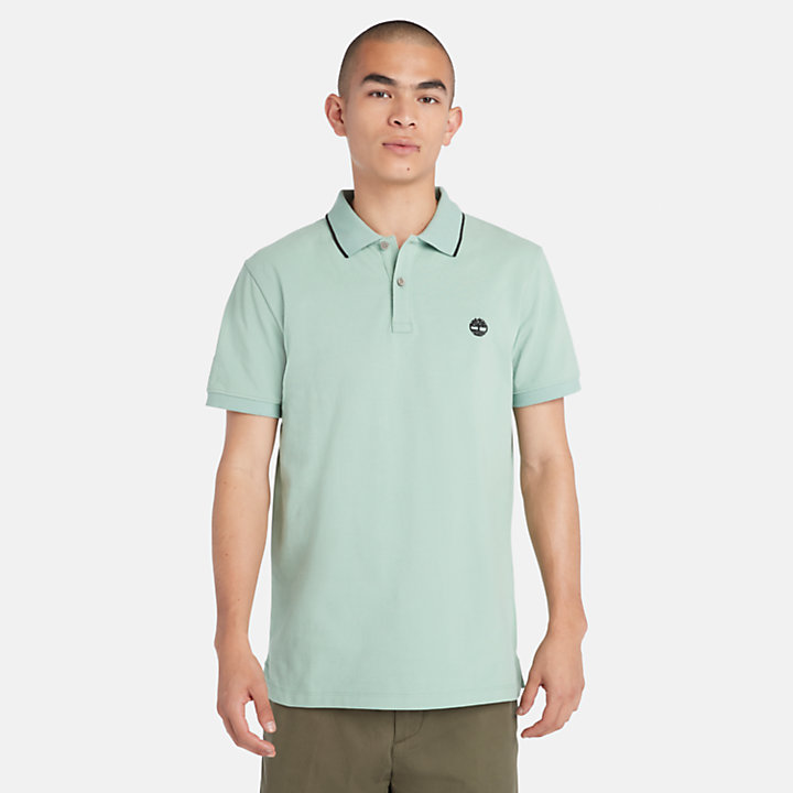 Millers River Printed Neck Polo Shirt for Men in Light Green-