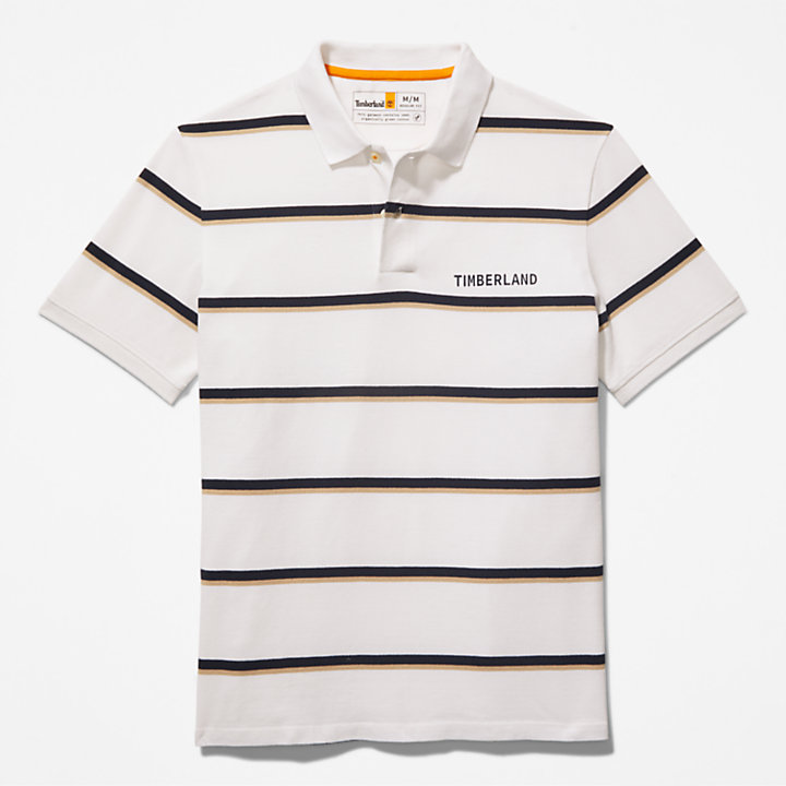 Zealand River Striped Polo Shirt for Men in White-