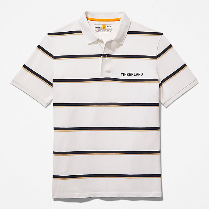 Zealand River Striped Polo Shirt for Men in White