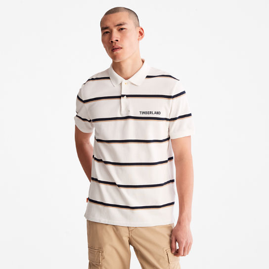 Zealand River Striped Polo Shirt for Men in White | Timberland