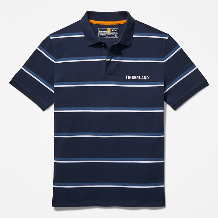 Zealand River Striped Polo Shirt for Men in Navy-