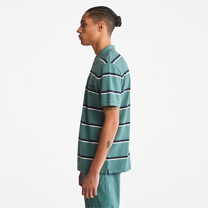 Zealand River Striped Polo Shirt for Men in Green-