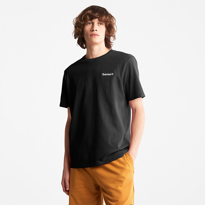 T-shirt Pesada com Logótipo Sem Género em preto-