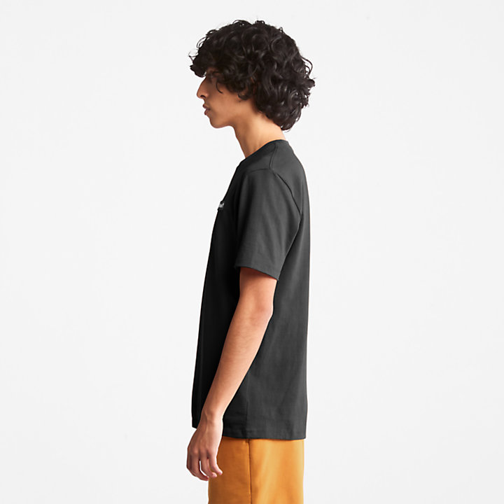 T-shirt épais unisexe avec logo en noir-