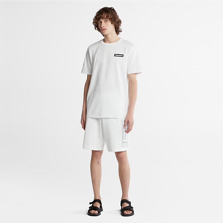 T-shirt Pesada com Logótipo Sem Género em branco-