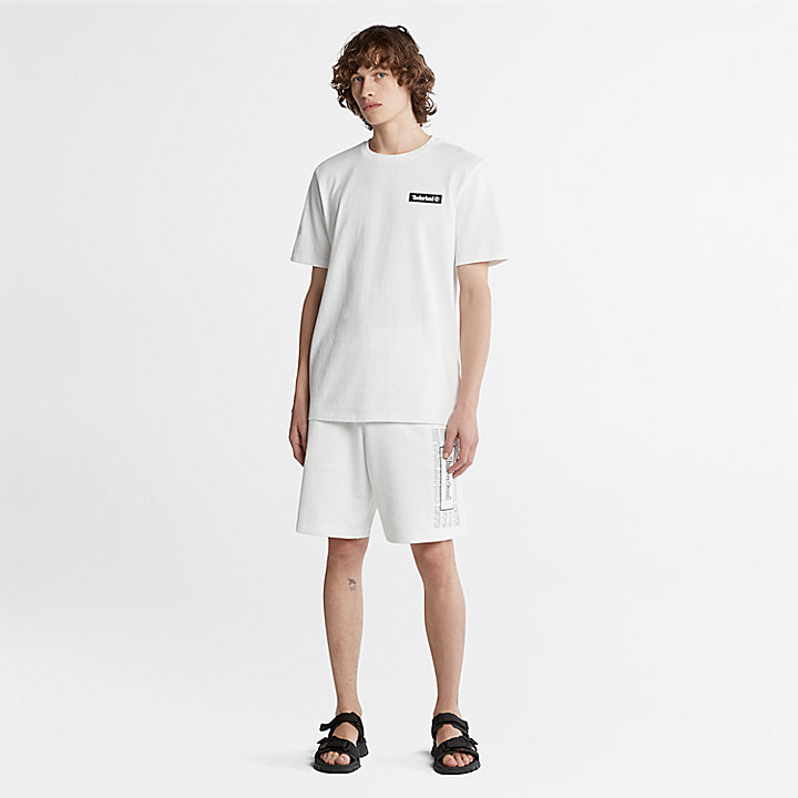 T-shirt Pesada com Logótipo Sem Género em branco