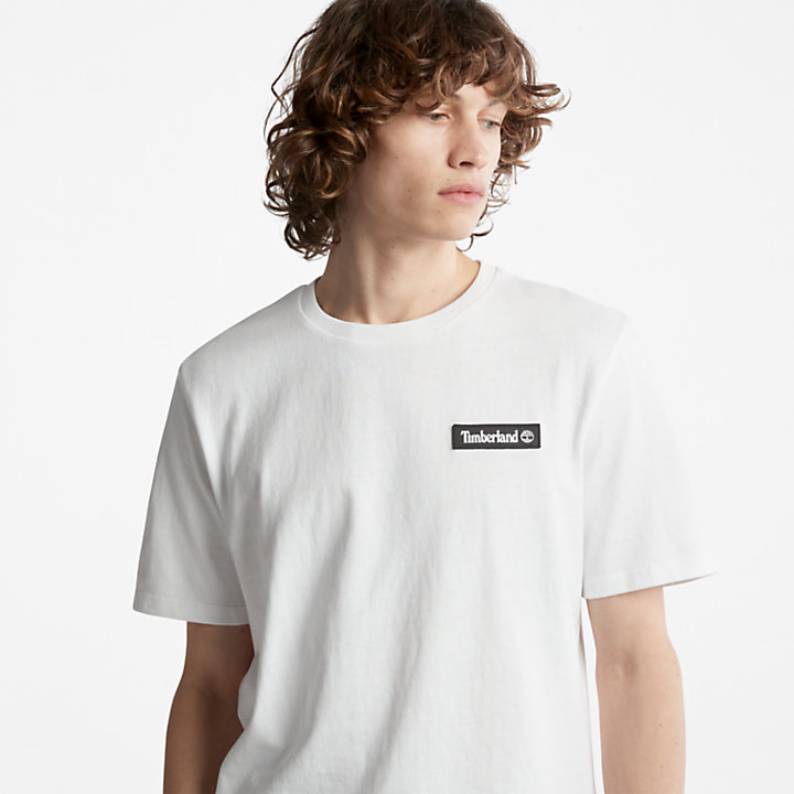 Camiseta con logotipo de gran gramaje unisex en blanco-