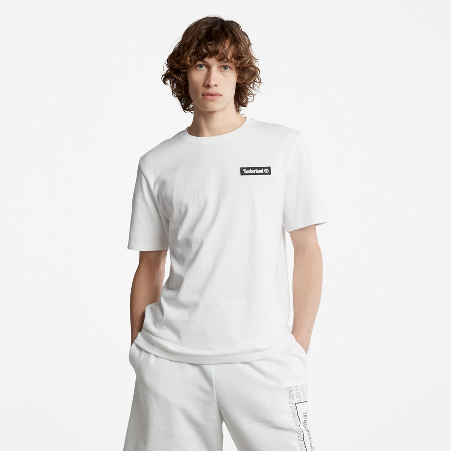 Timberland All Gender Heavyweight Badge T-shirt In White White Unisex
