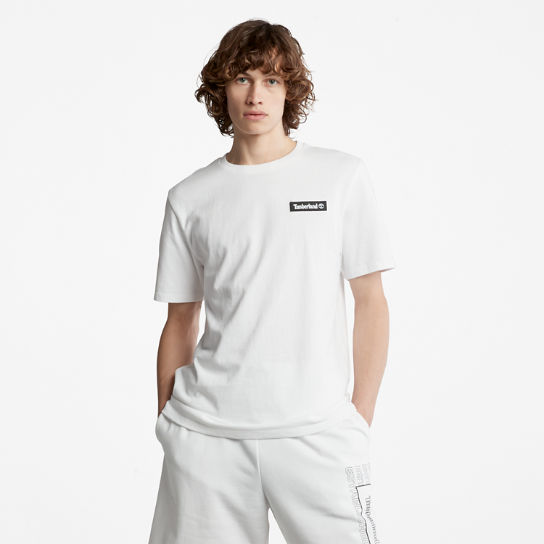 Camiseta con logotipo de gran gramaje unisex en blanco | Timberland