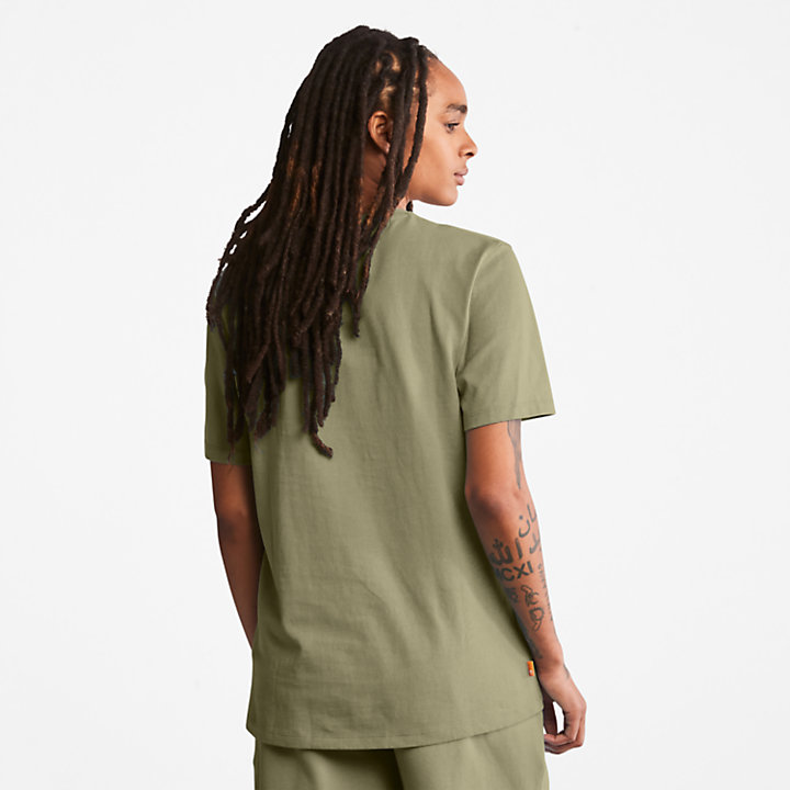 All Gender Heavyweight Badge T-Shirt in Dark Green-