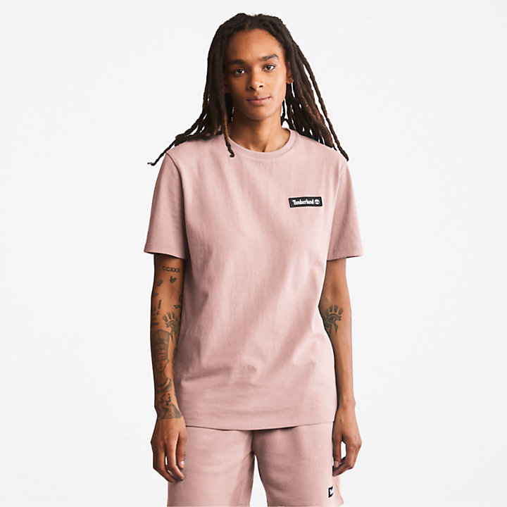 Camiseta Heavyweight Badge Unisex en rosa-