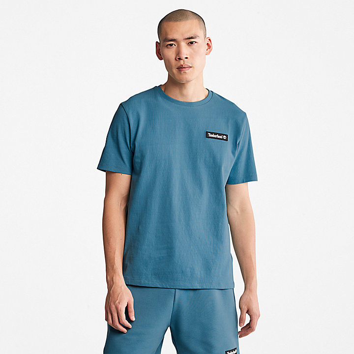 T-shirt Pesada com Logótipo Sem Género em azul