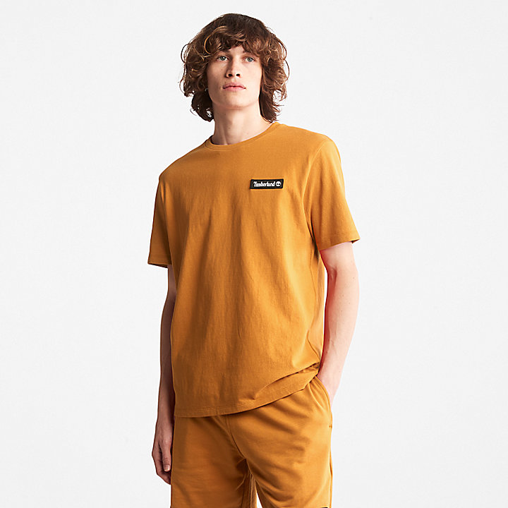 T-shirt Pesada com Logótipo Sem Género em laranja