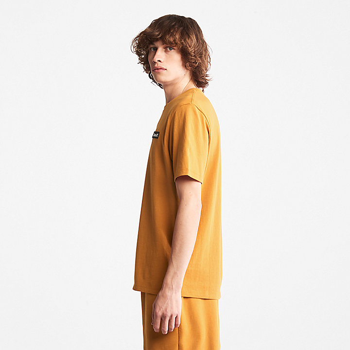 T-shirt Pesada com Logótipo Sem Género em laranja