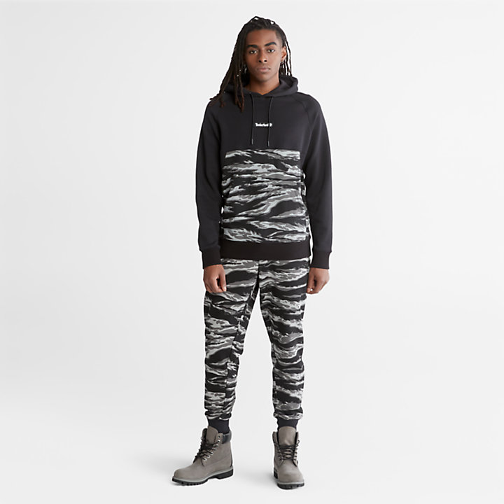 White Tiger Print Hoodie for Men in Camo-