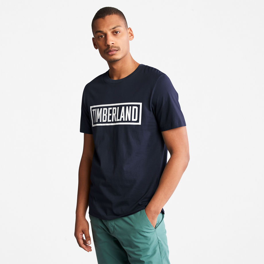 Timberland Graphic Logo T-shirt For Men In Navy Dark Blue, Size M
