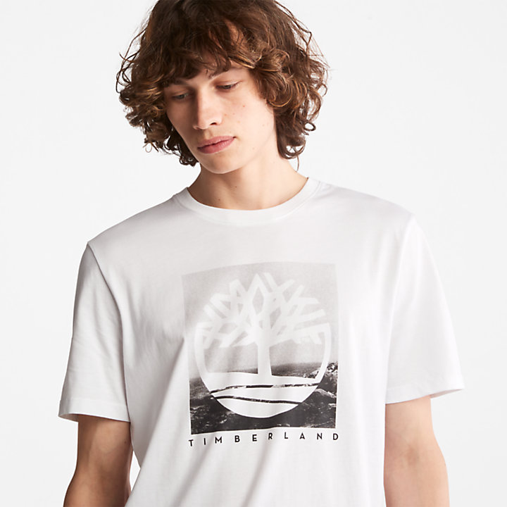 Photograph Print T-shirt voor heren in wit-