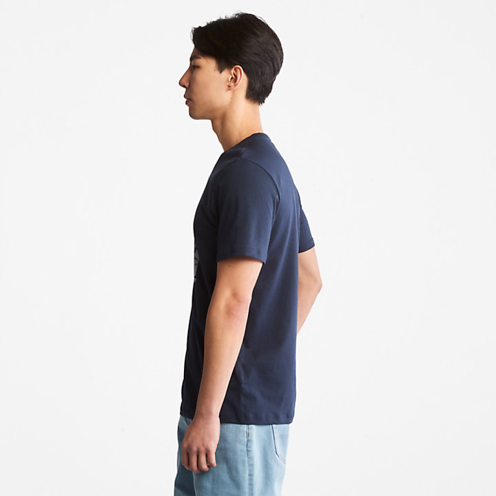 T-shirt da Uomo con Stampa Fotografica in blu marino-