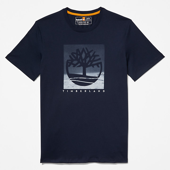 T-shirt da Uomo con Stampa Fotografica in blu marino-