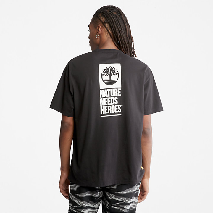 Nature Needs Heroes™ Back-graphic T-Shirt for Men in Black-