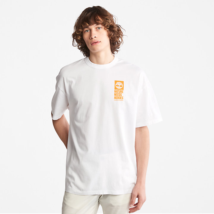 Nature Needs Heroes™ Back-graphic T-Shirt for Men in White-