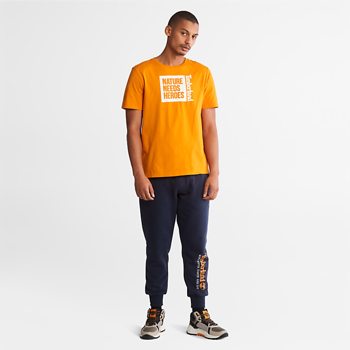 T-shirt met Nature Needs Heroes™-afbeelding voor heren in oranje-