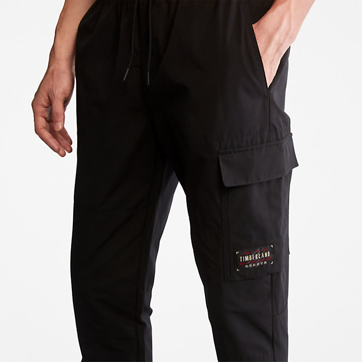 Water-Repellent Cargo Trousers for Men in Black-