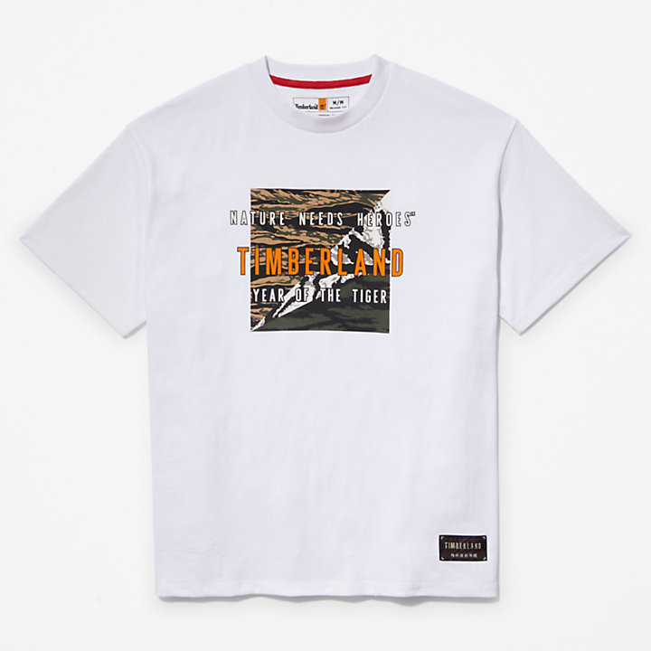 Year of the Tiger T-shirt voor heren in wit-