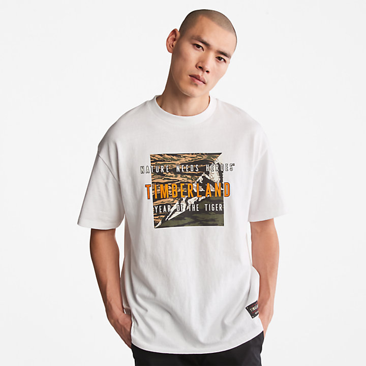 Year of the Tiger T-shirt voor heren in wit-