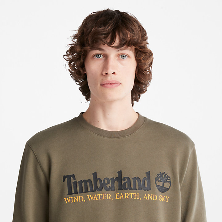 Wind, Water, Earth and Sky Crewneck Sweatshirt for Men in Dark Green-