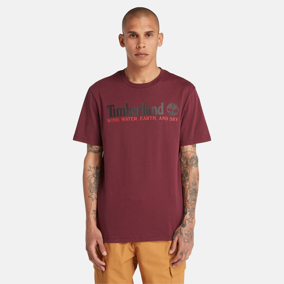 Timberland Wind, Water, Earth, And Sky T-shirt For Men In Burgundy Burgundy, Size M
