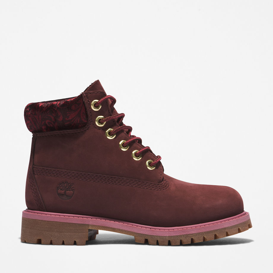 Timberland Premium 6 Inch Boot For Youth In Burgundy Burgundy Kids, Size 12