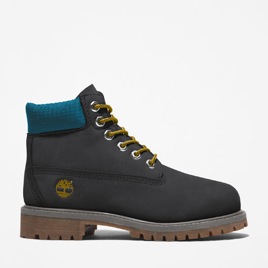 Timberland® Premium 6 Inch Boot for Youth in Black/Blue | Timberland