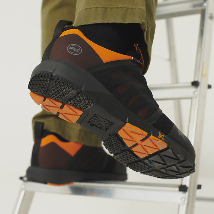 Sapato de Trabalho com Biqueira em Liga Radius para Homem em preto e laranja-