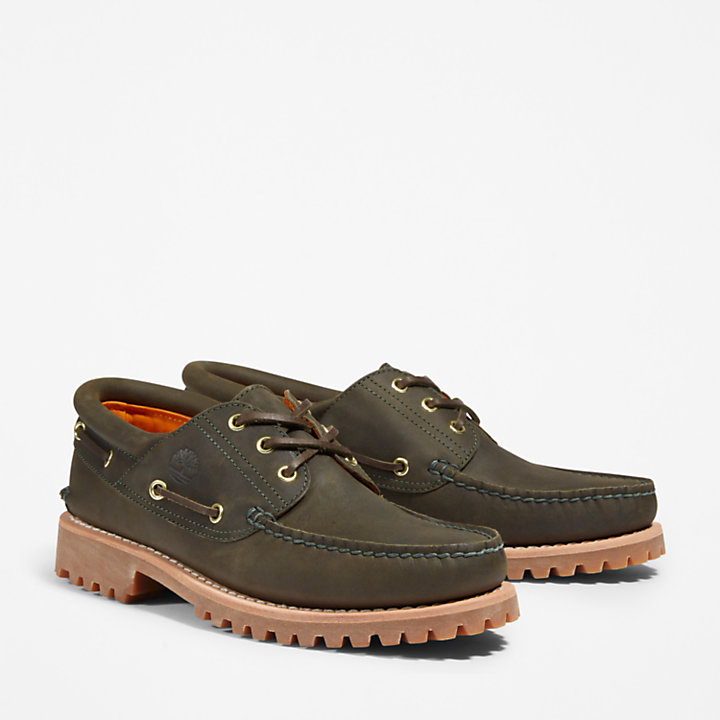 Timberland® Authentic 3-Eye Boat Shoe for Men in Dark Green-