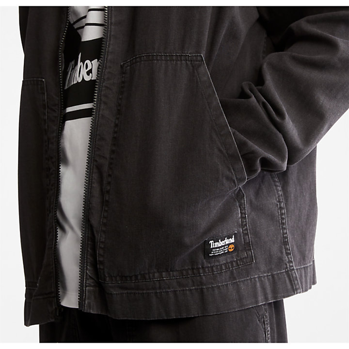 Progressive Utility Light Denim Jacket for Men in Black-