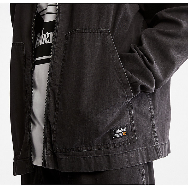 Progressive Utility Light Denim Jacket for Men in Black