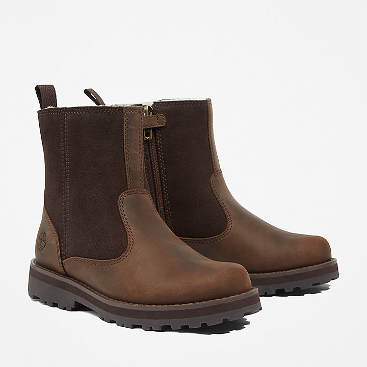 Courma Kid Lined Boot for Junior in Dark Brown