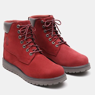 red leather timberland boots