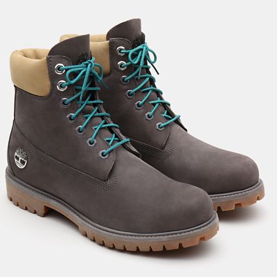 grey and blue timberland boots