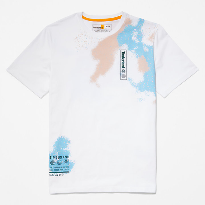 Paint Graphic T-Shirt for Men in White-