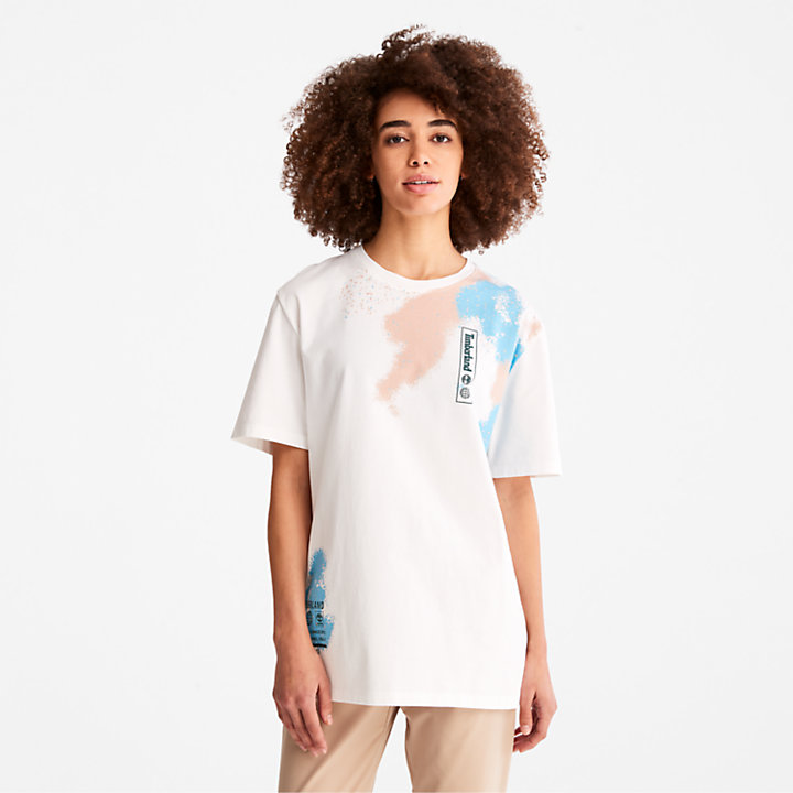 Paint Graphic T-Shirt for Men in White-