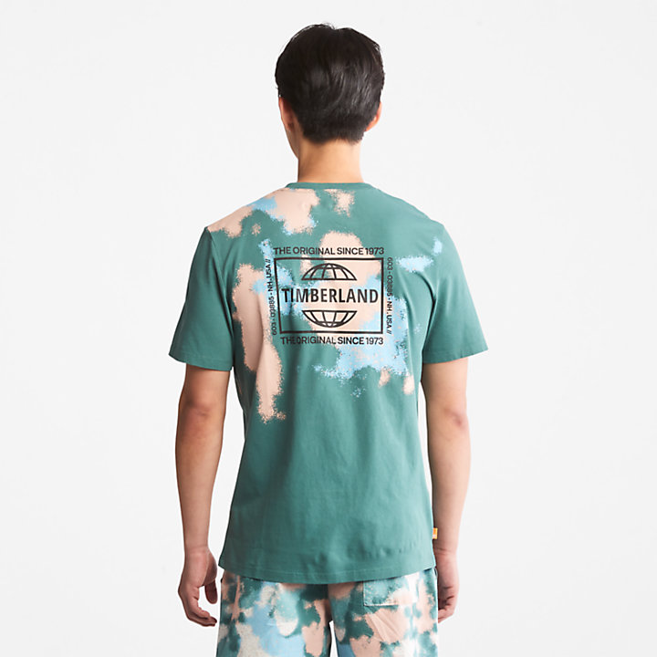 Paint Graphic T-Shirt for Men in Teal-
