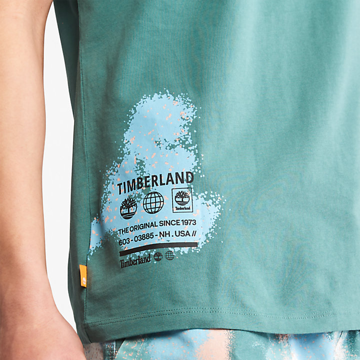 T-shirt da Uomo con Stampa Grafica in verde acqua-