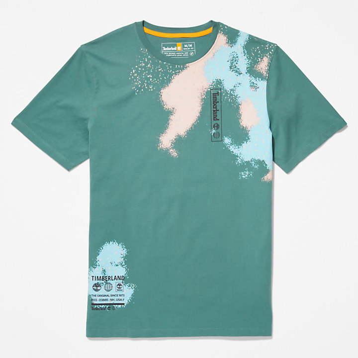 T-shirt da Uomo con Stampa Grafica in verde acqua-