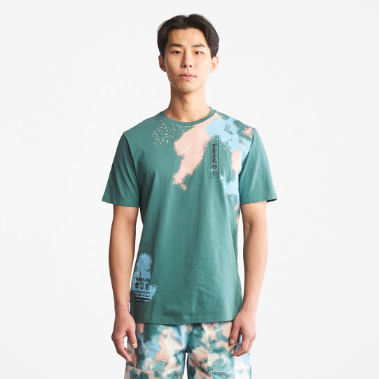 Paint Graphic T-Shirt for Men in Teal | Timberland