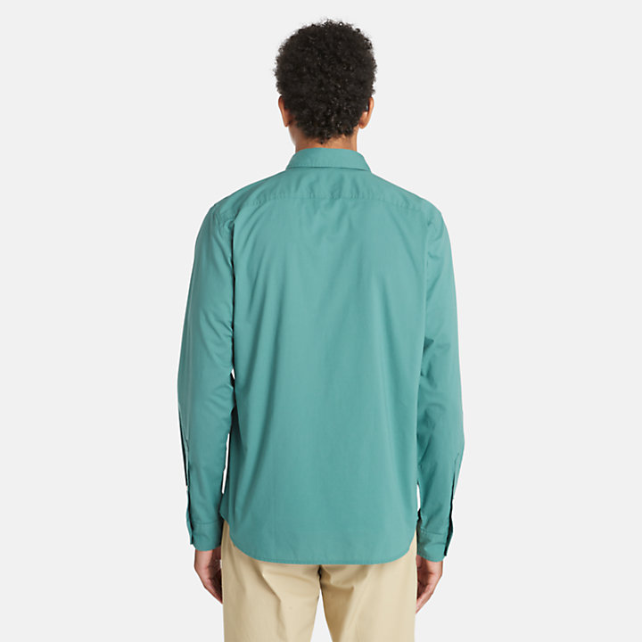 Camisa en popelina elástica Saco River para hombre en azul verdoso-
