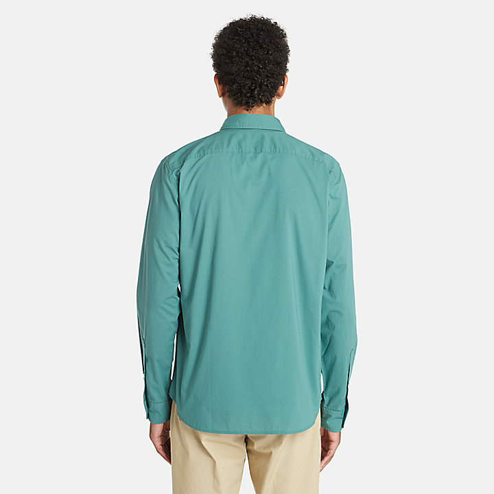 Camisa en popelina elástica Saco River para hombre en azul verdoso