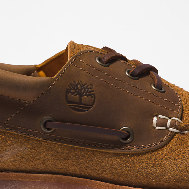 Timberland® 3-Eye Lug Handsewn Boat Shoe for Men in Medium Brown-